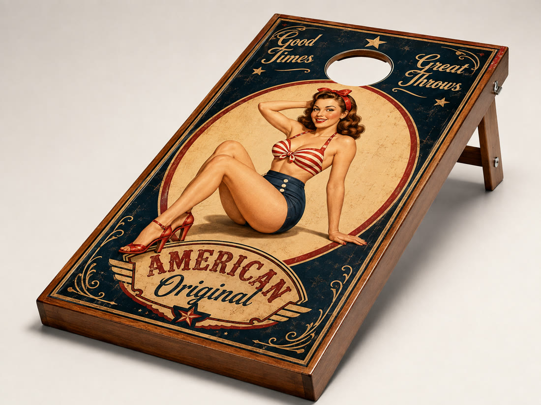 Vintage design cornhole board